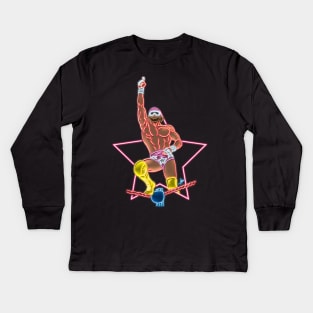 Macho man top rope neon color Kids Long Sleeve T-Shirt